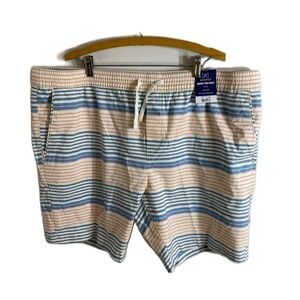 George Above the Knee Striped Shorts NWT 2X Blue White Tan Men’s